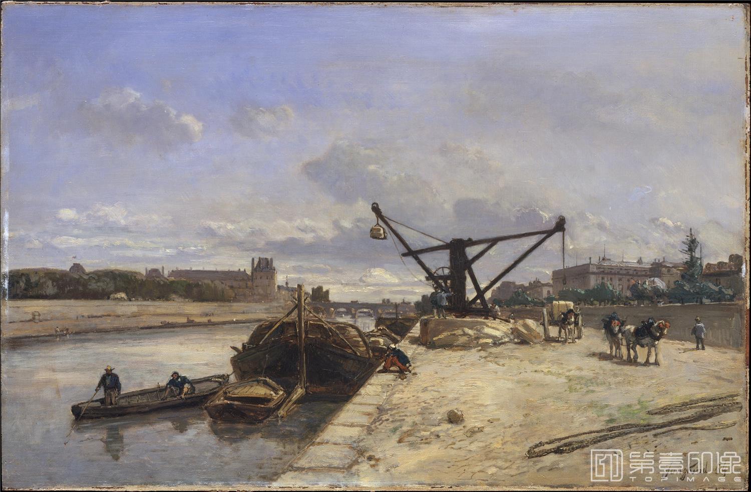 油画-美国纽约大都会美术馆油画藏画-Johan Barthold JongkindView from the Quai d'Orsay-1276